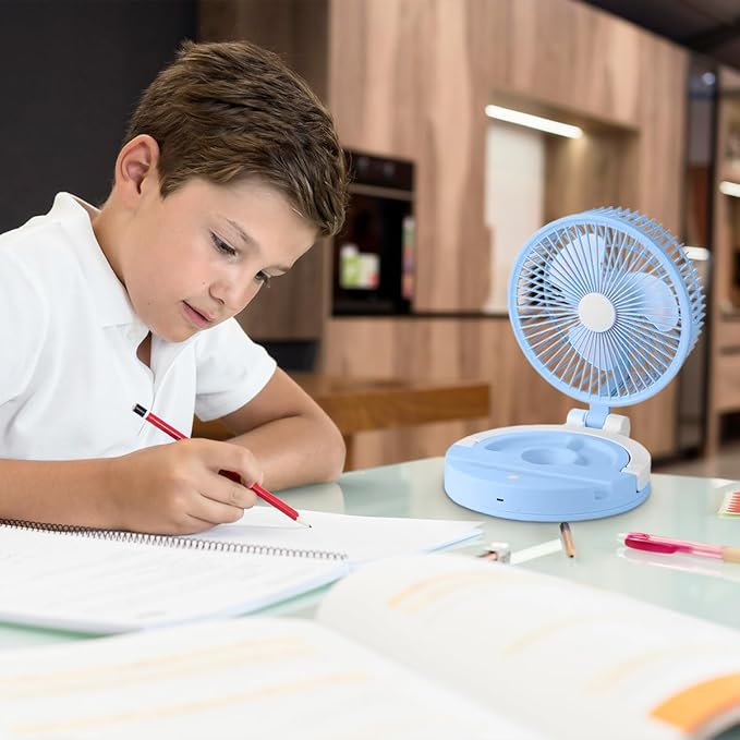 Jiake مروحة مصباح قابل للطي مع USB