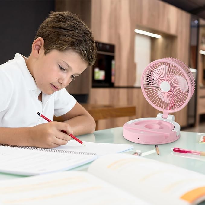 Jiake مروحة مصباح قابل للطي مع USB