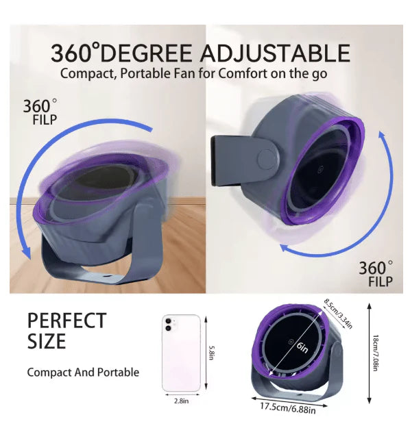 مروحة محمولة مع شاشة رقمية