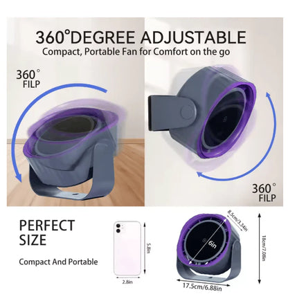 مروحة محمولة مع شاشة رقمية